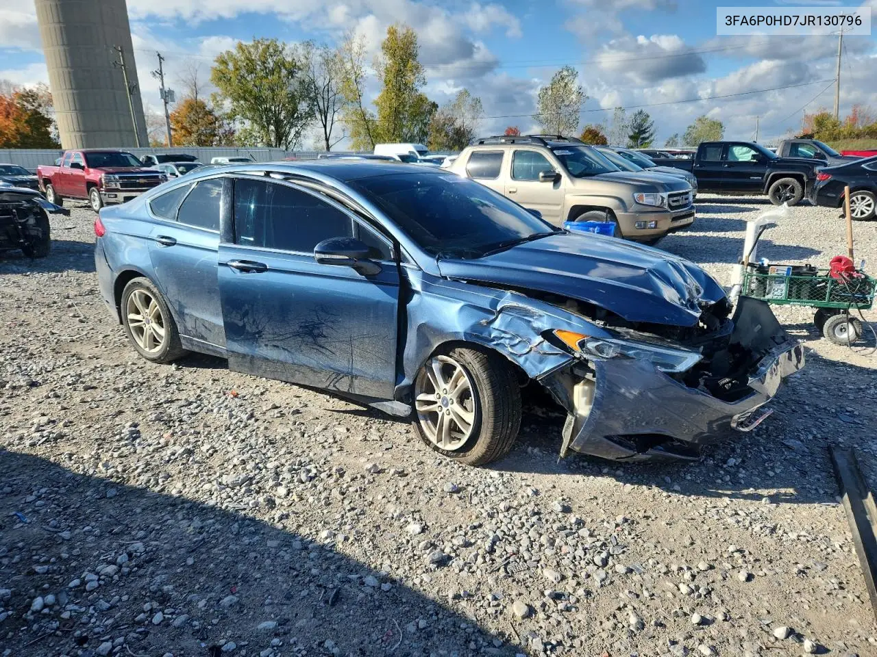 2018 Ford Fusion Se VIN: 3FA6P0HD7JR130796 Lot: 82624555