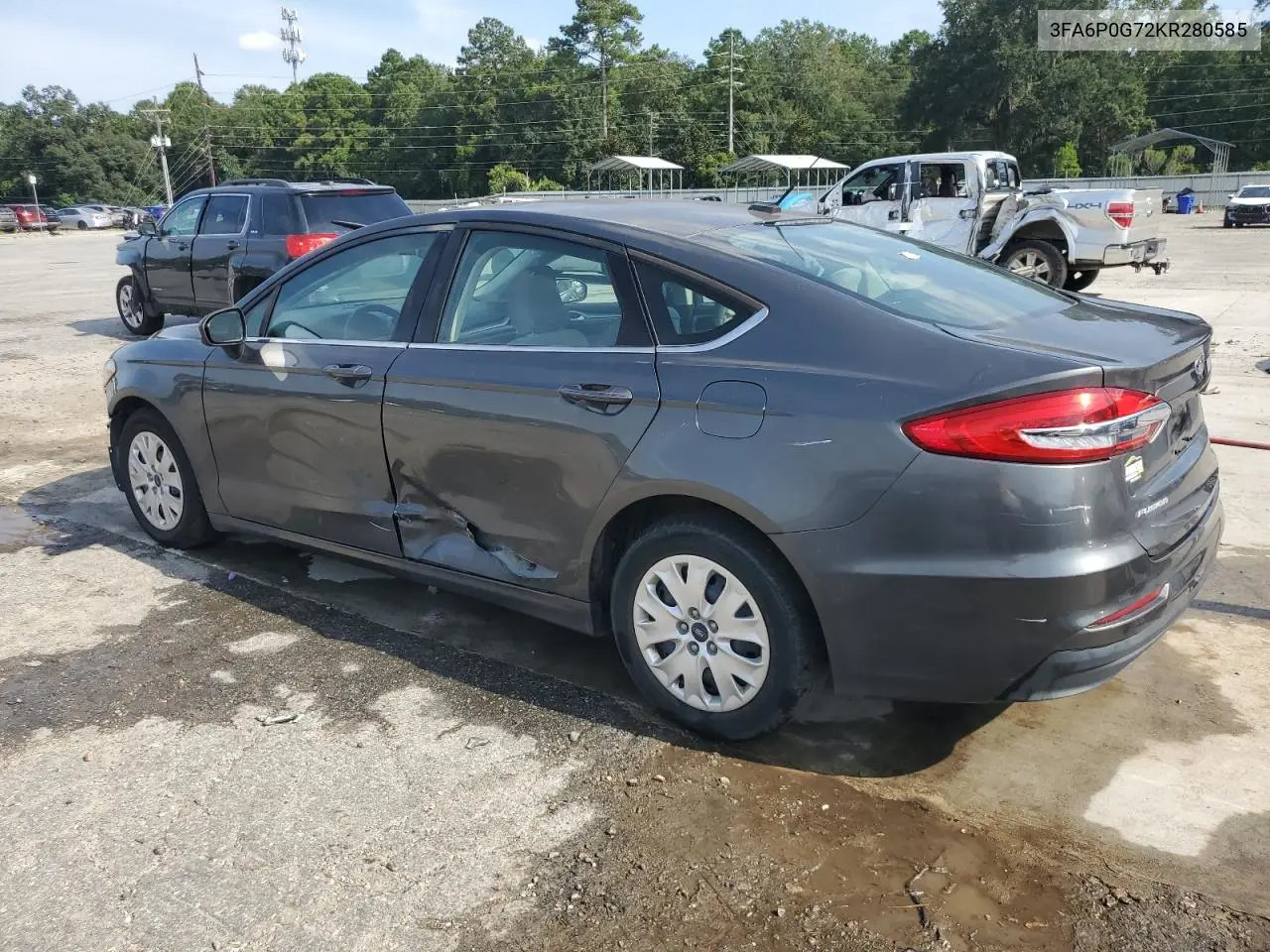 3FA6P0G72KR280585 2019 Ford Fusion S