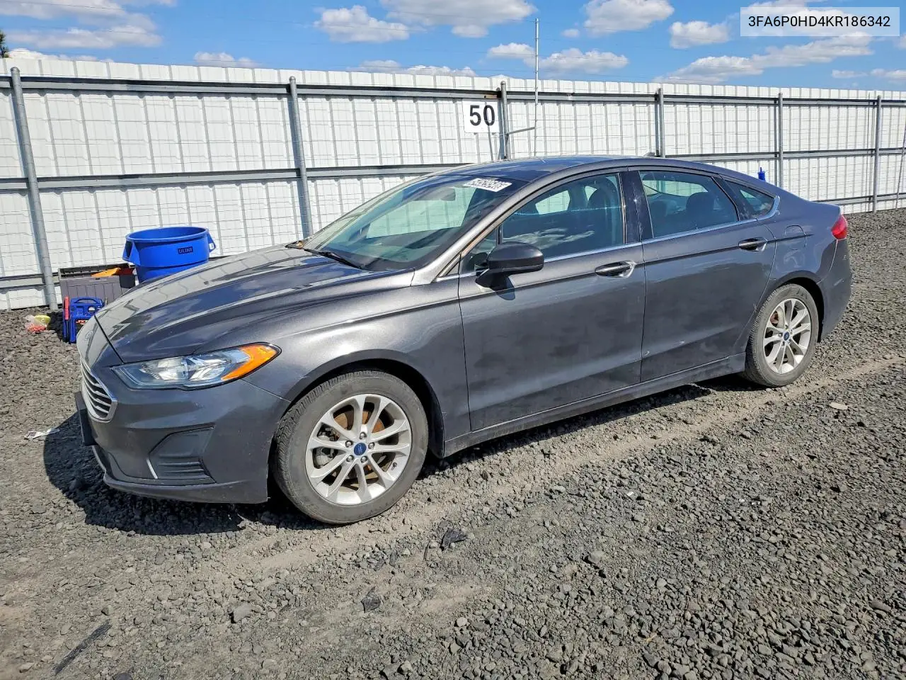 2019 Ford Fusion Se VIN: 3FA6P0HD4KR186342 Lot: 54529546
