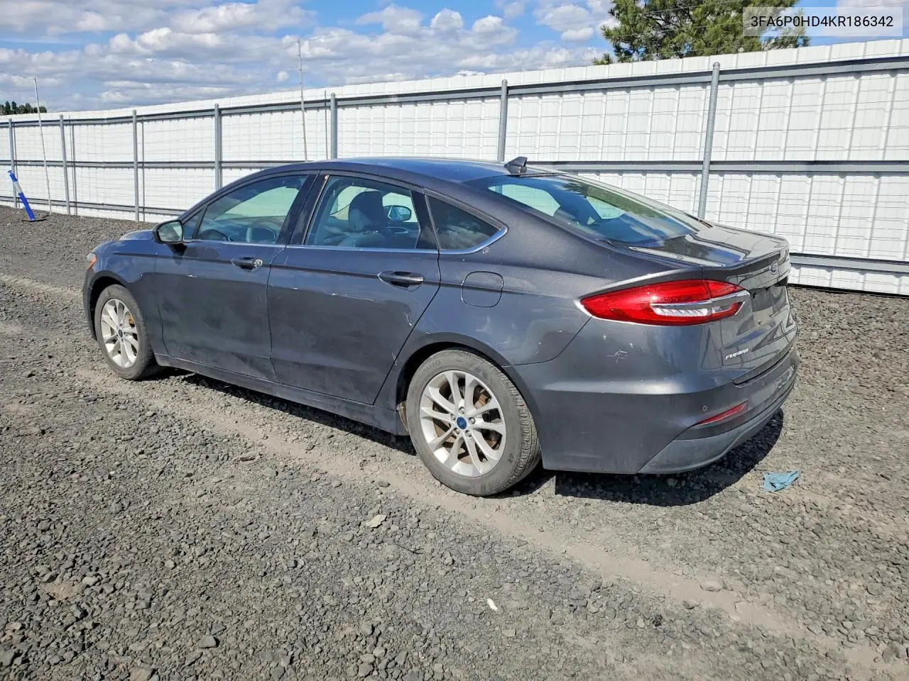 2019 Ford Fusion Se VIN: 3FA6P0HD4KR186342 Lot: 54529546