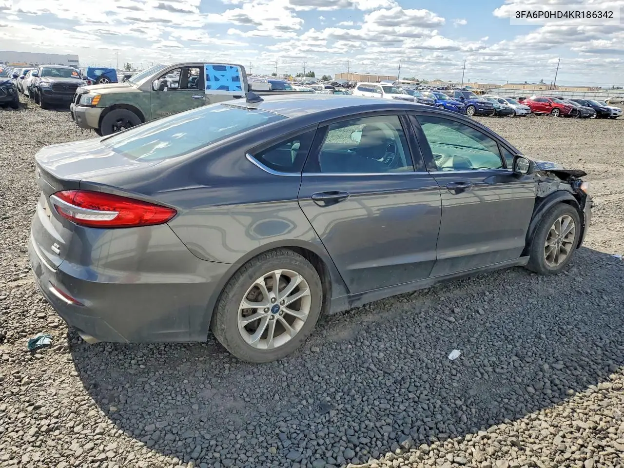 2019 Ford Fusion Se VIN: 3FA6P0HD4KR186342 Lot: 54529546