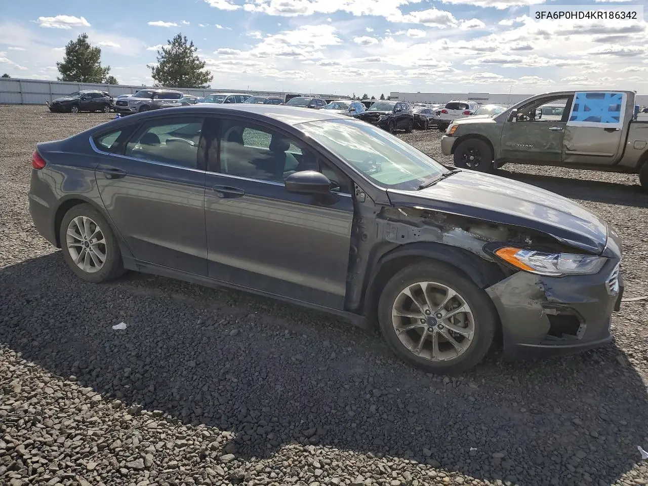 2019 Ford Fusion Se VIN: 3FA6P0HD4KR186342 Lot: 54529546