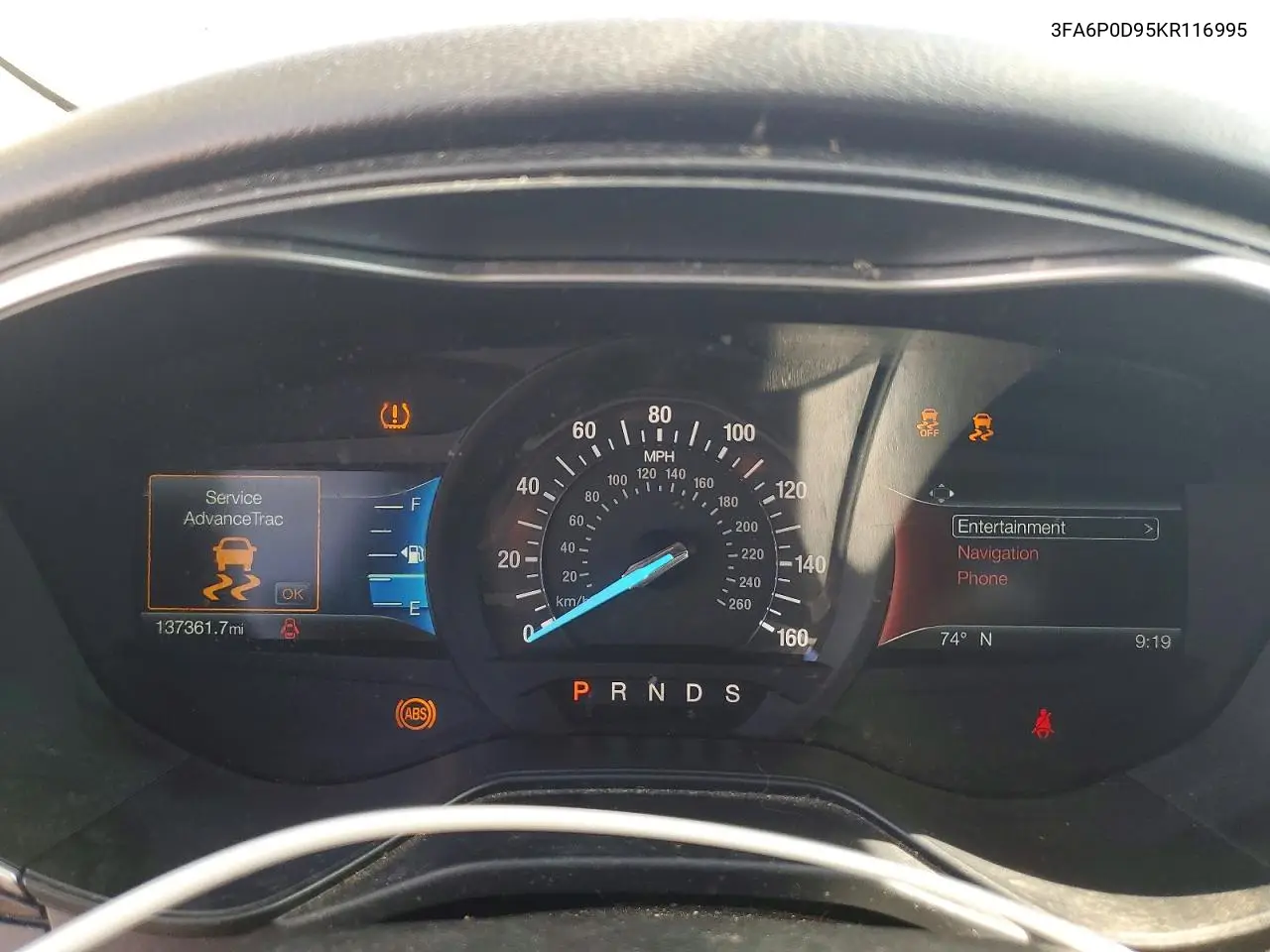 2019 Ford Fusion Titanium VIN: 3FA6P0D95KR116995 Lot: 55860716