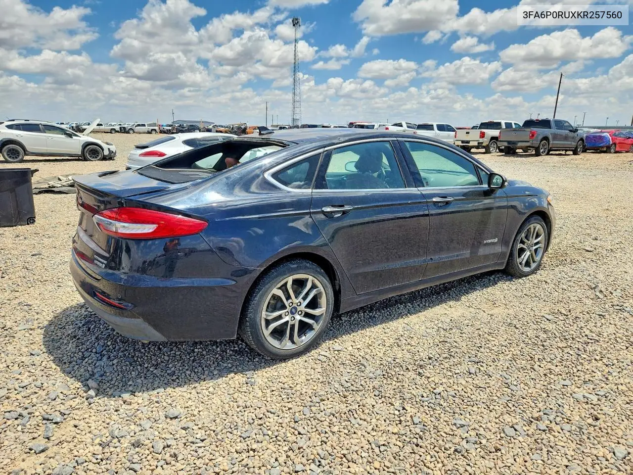 2019 Ford Fusion Titanium VIN: 3FA6P0RUXKR257560 Lot: 61085126