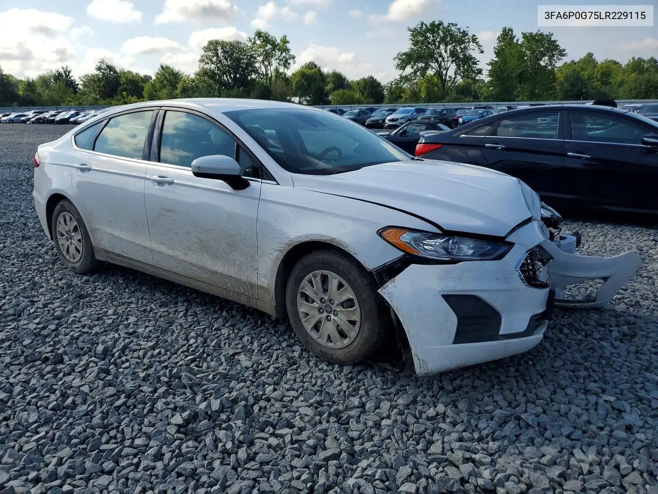 2020 Ford Fusion S VIN: 3FA6P0G75LR229115 Lot: 60363306