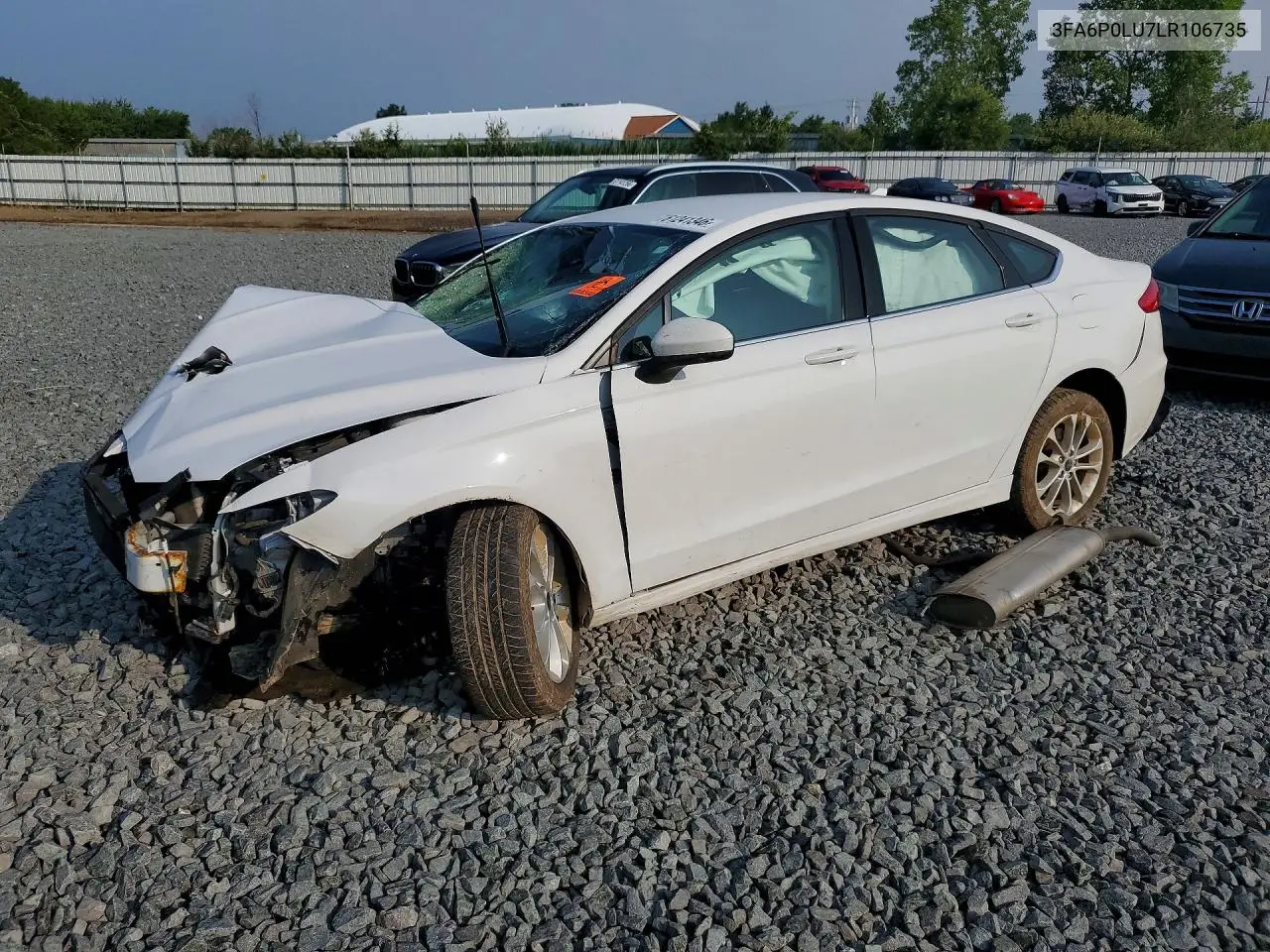 2020 Ford Fusion Se VIN: 3FA6P0LU7LR106735 Lot: 61241346