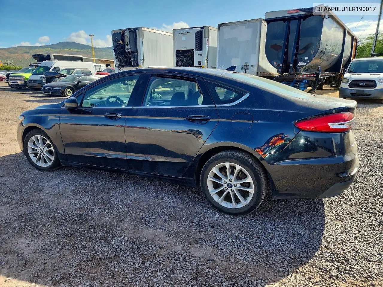 2020 Ford Fusion Se VIN: 3FA6P0LU1LR190017 Lot: 61805446