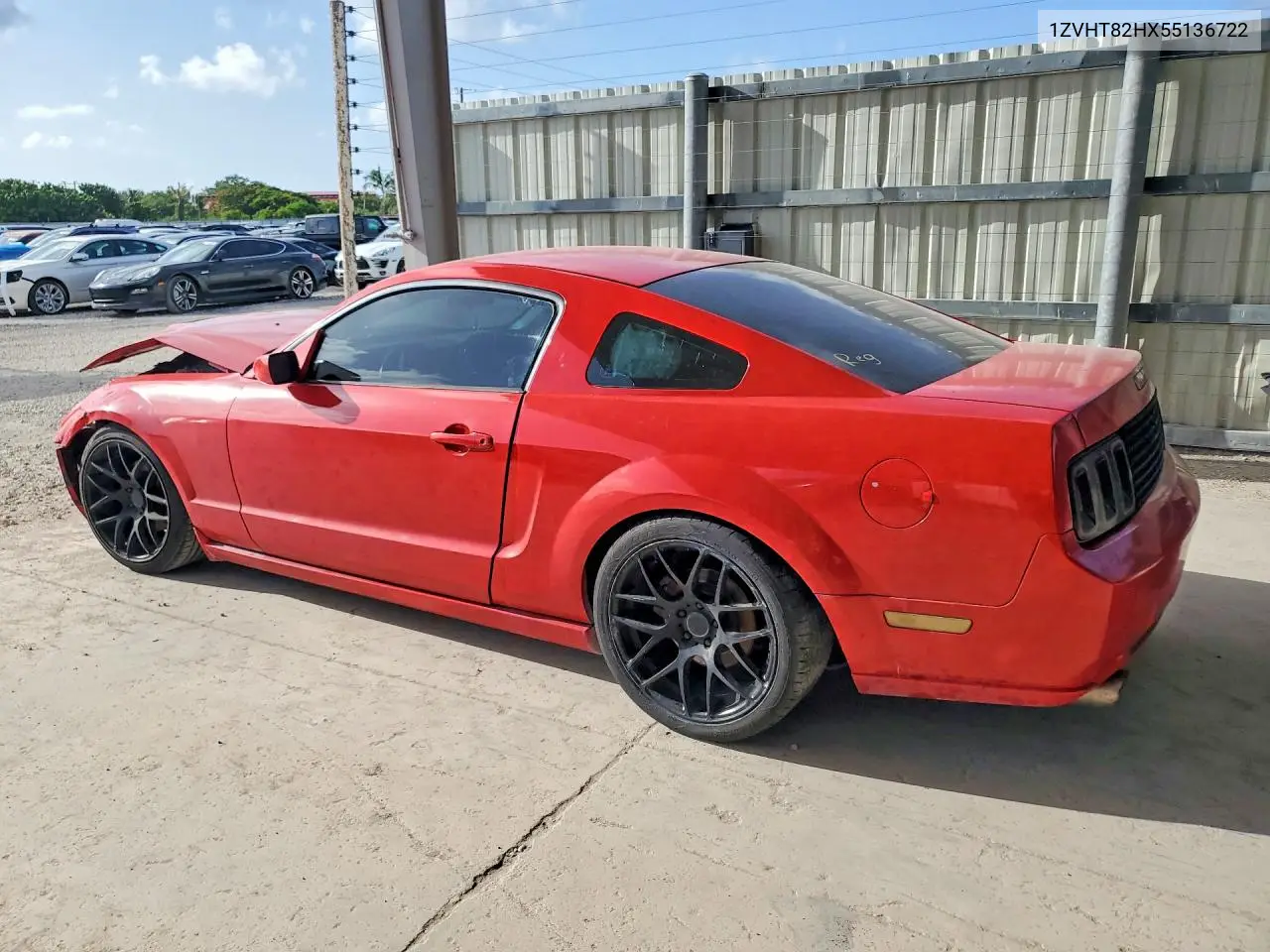 2005 Ford Mustang Gt VIN: 1ZVHT82HX55136722 Lot: 60494176