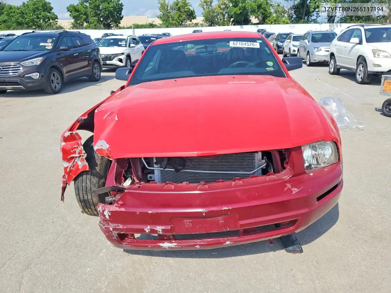 2006 Ford Mustang VIN: 1ZVFT80N265117194 Lot: 62104526