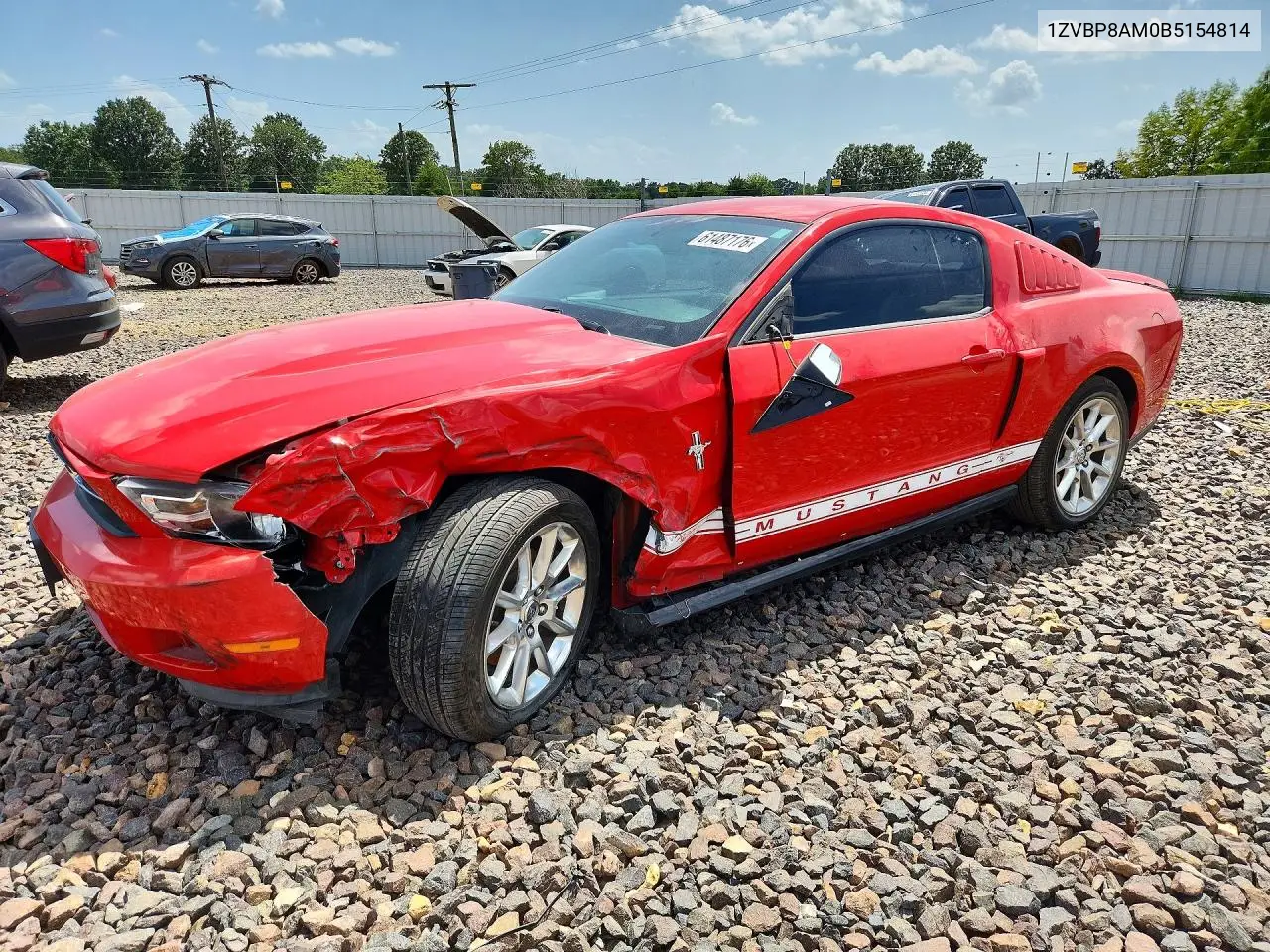 2011 Ford Mustang VIN: 1ZVBP8AM0B5154814 Lot: 61487176