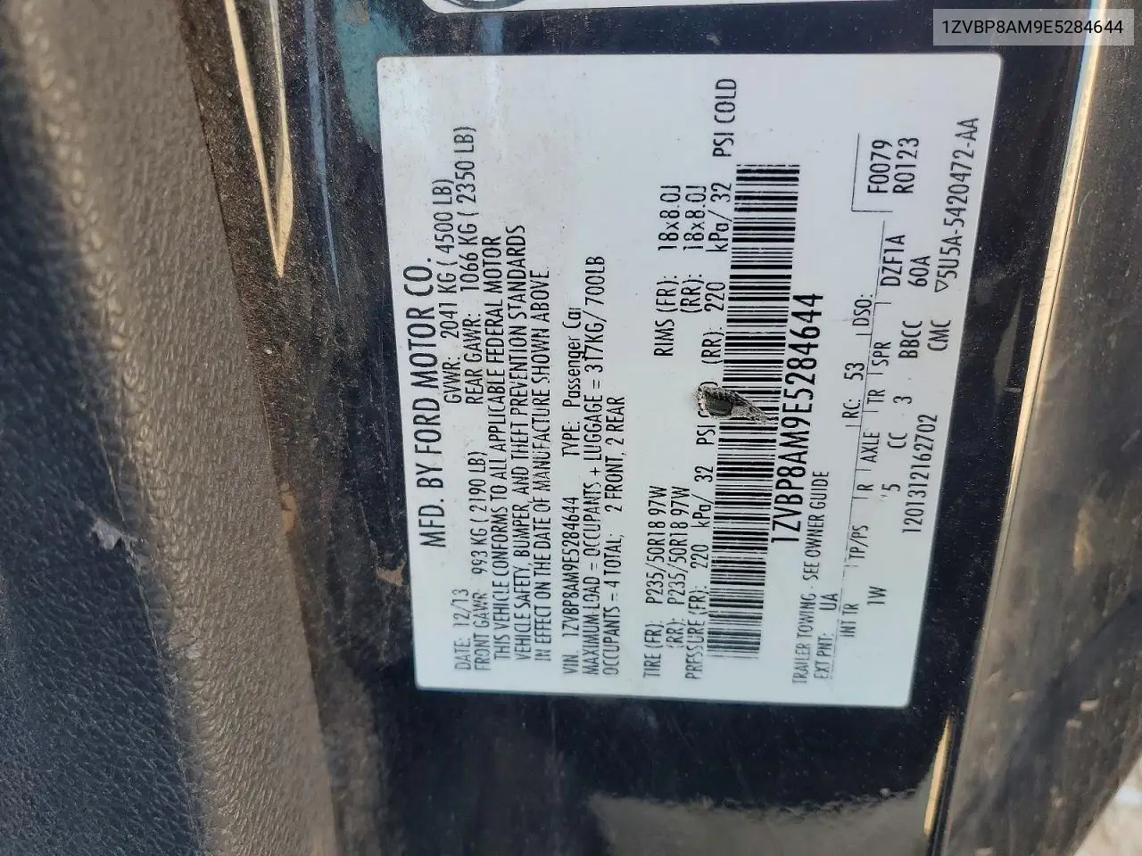 1ZVBP8AM9E5284644 2014 Ford Mustang