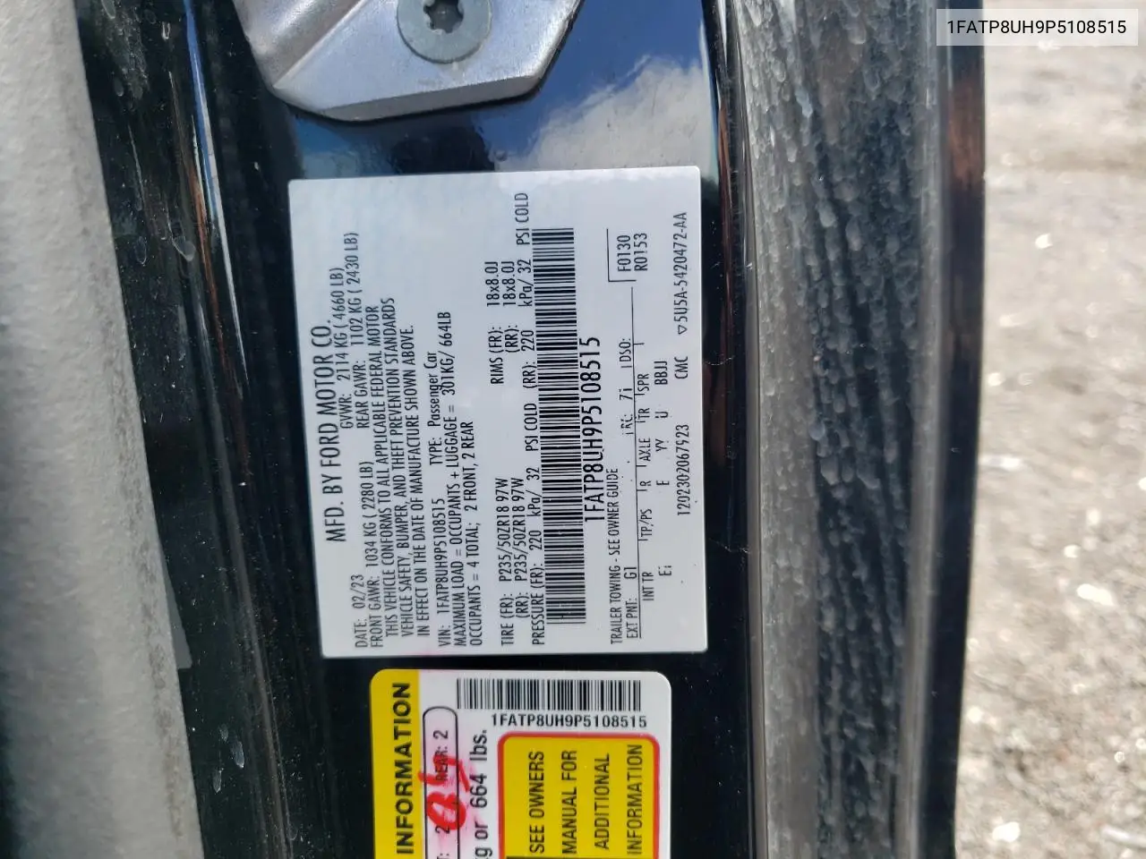 1FATP8UH9P5108515 2023 Ford Mustang