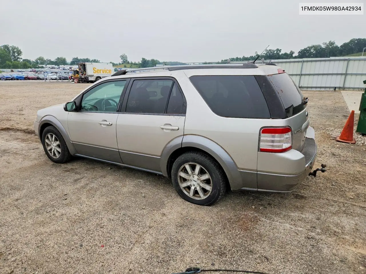 2008 Ford Taurus X Sel VIN: 1FMDK05W98GA42934 Lot: 61521786