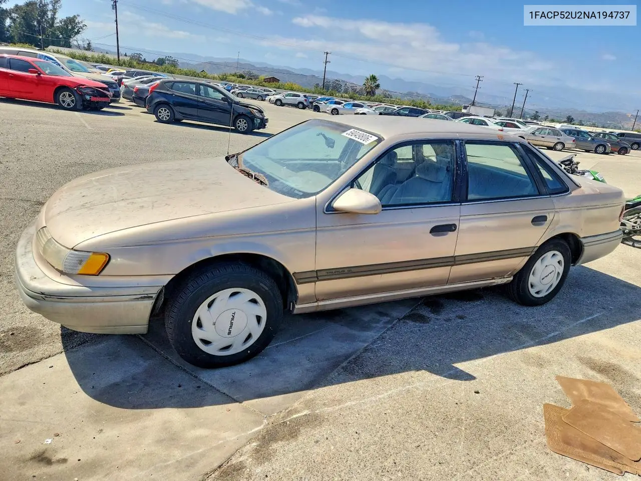 1992 Ford Taurus Gl VIN: 1FACP52U2NA194737 Lot: 59049806