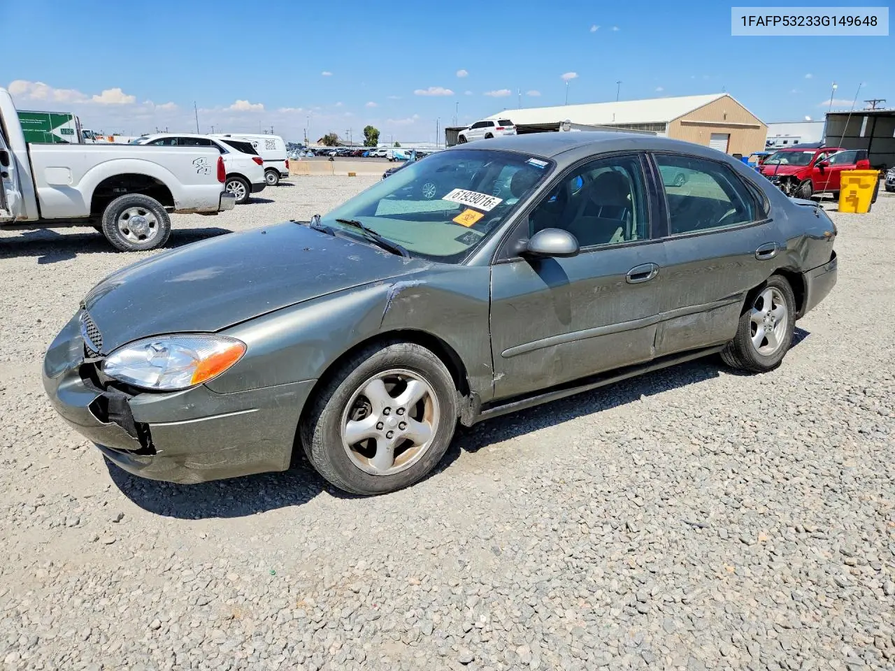 2003 Ford Taurus Se VIN: 1FAFP53233G149648 Lot: 61939016