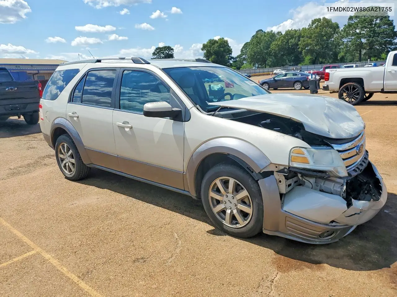 2008 Ford Taurus X Sel VIN: 1FMDK02W88GA21755 Lot: 55096216