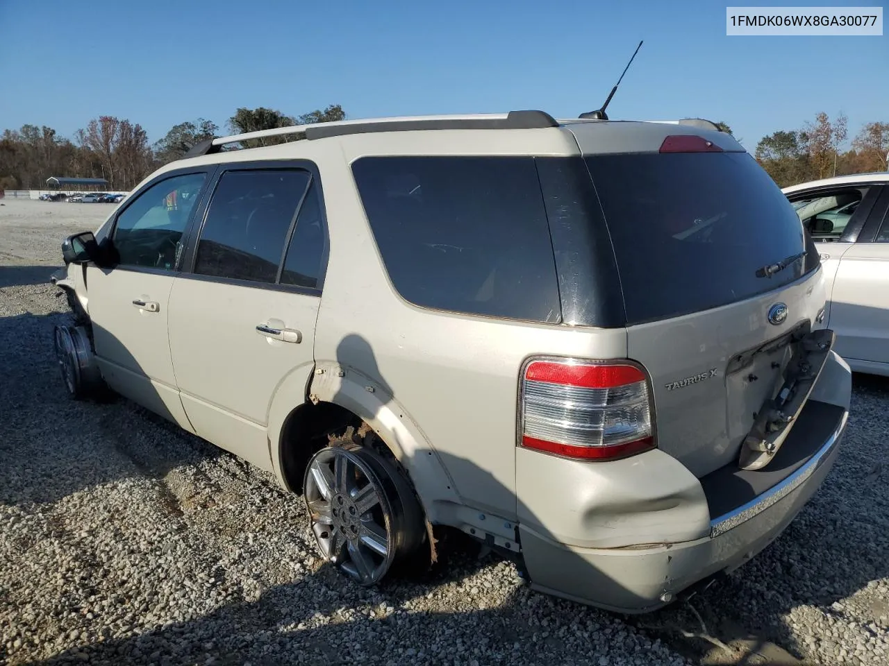 2008 Ford Taurus X Limited VIN: 1FMDK06WX8GA30077 Lot: 78369244