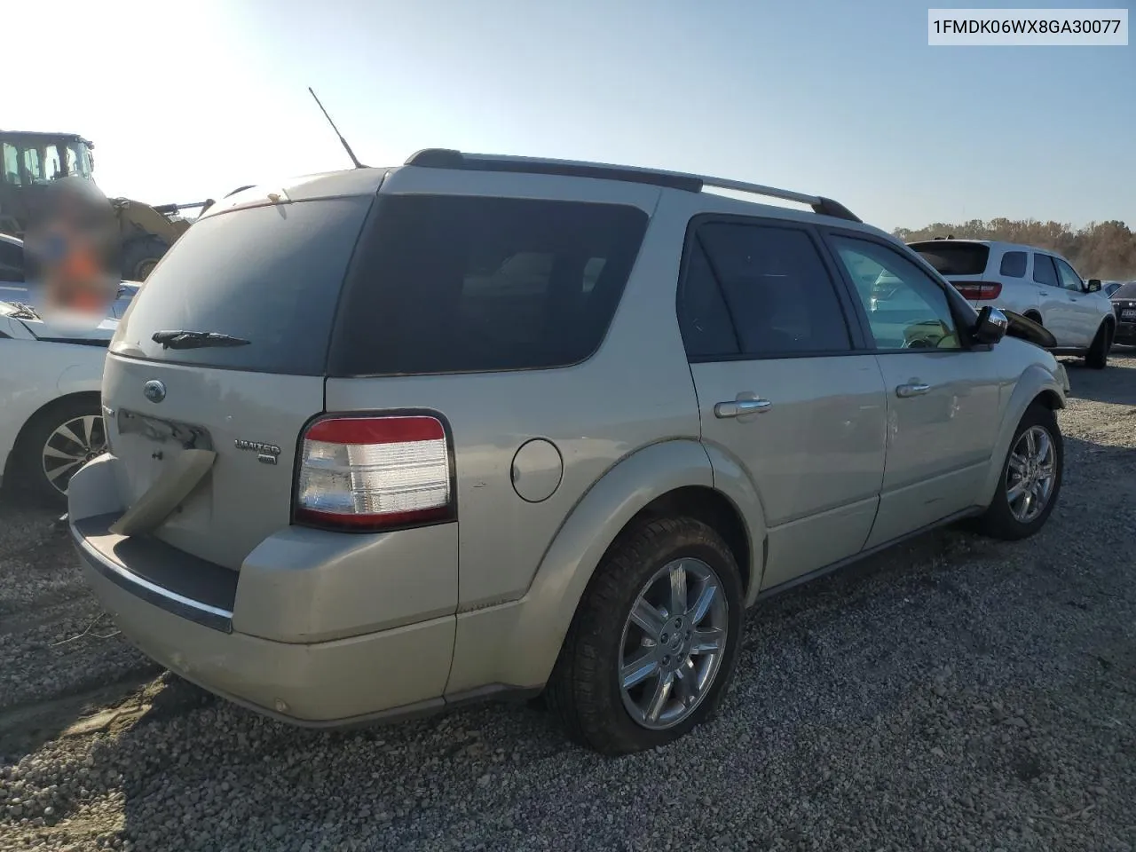 2008 Ford Taurus X Limited VIN: 1FMDK06WX8GA30077 Lot: 78369244