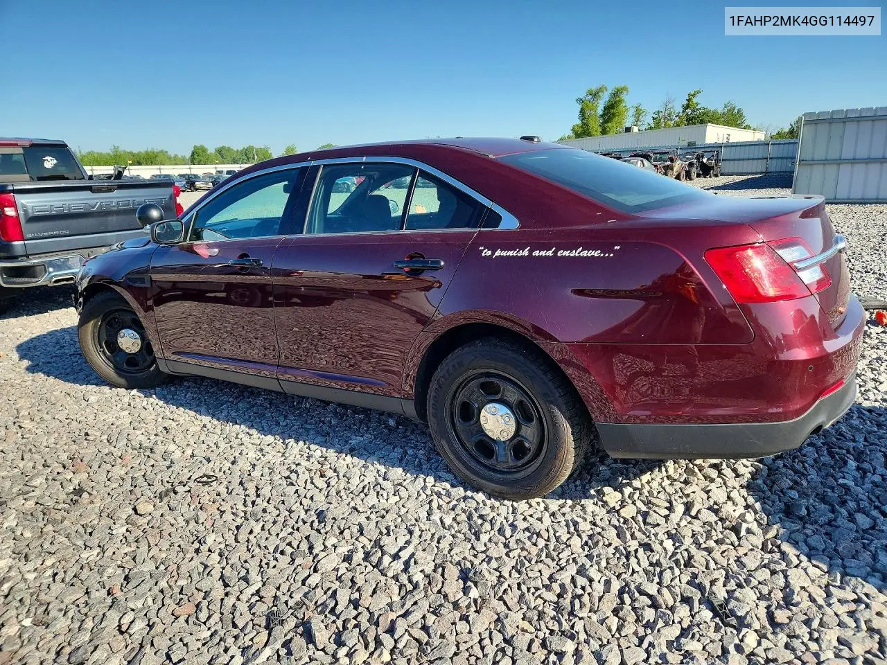 2016 Ford Taurus Police Interceptor VIN: 1FAHP2MK4GG114497 Lot: 60860996