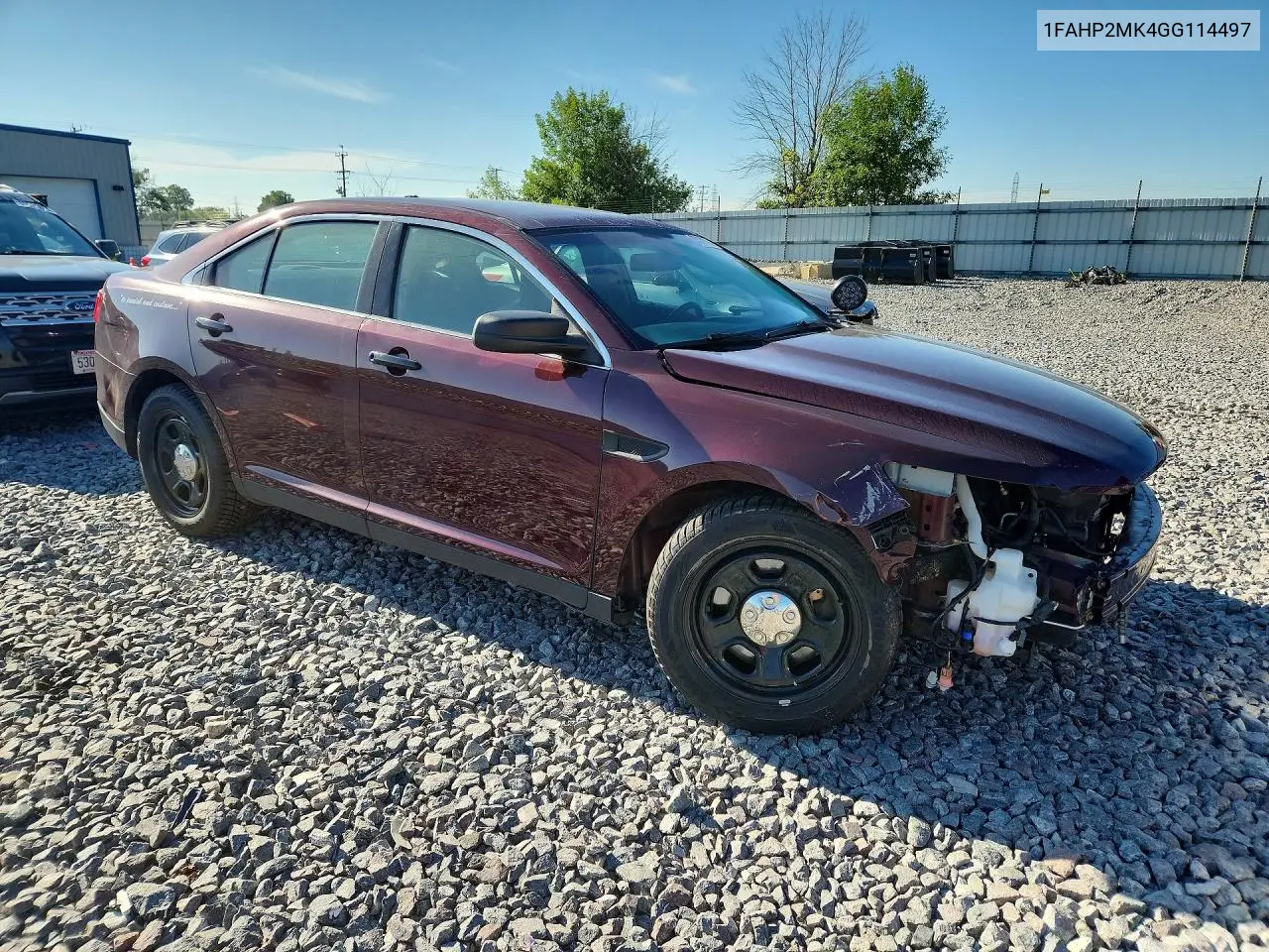 2016 Ford Taurus Police Interceptor VIN: 1FAHP2MK4GG114497 Lot: 60860996