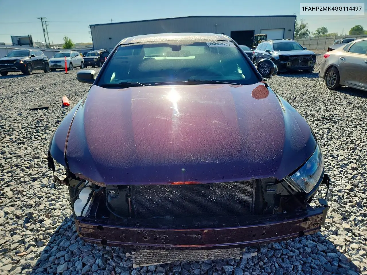 2016 Ford Taurus Police Interceptor VIN: 1FAHP2MK4GG114497 Lot: 60860996