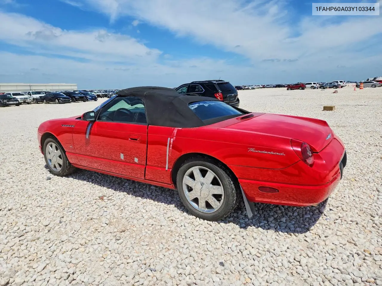 2003 Ford Thunderbird VIN: 1FAHP60A03Y103344 Lot: 55513166