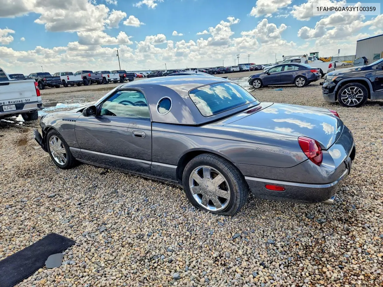 2003 Ford Thunderbird VIN: 1FAHP60A93Y100359 Lot: 60434776