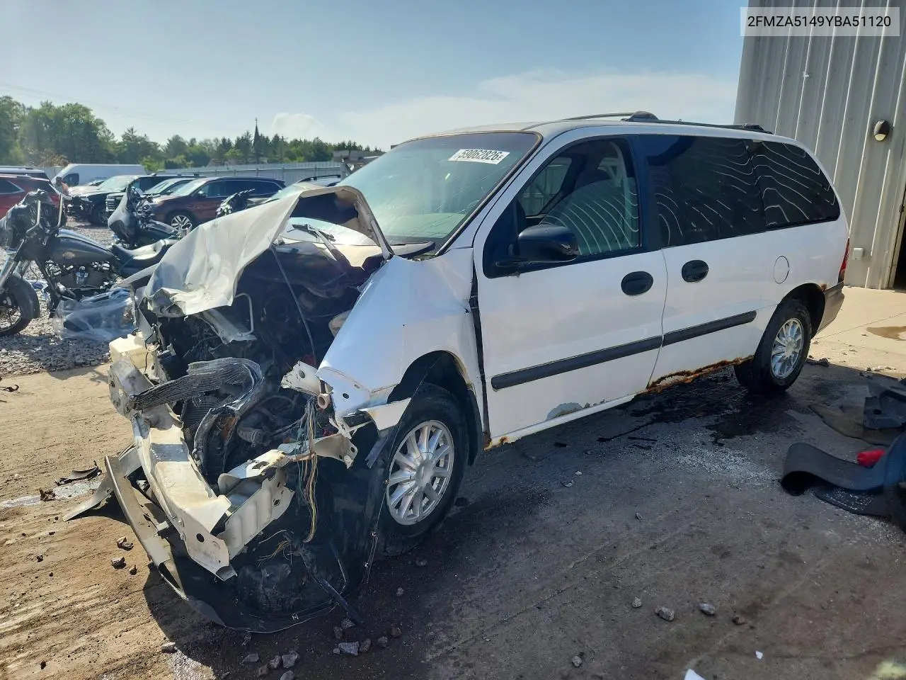 2000 Ford Windstar Lx VIN: 2FMZA5149YBA51120 Lot: 59062826