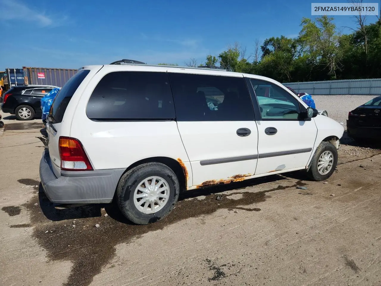 2000 Ford Windstar Lx VIN: 2FMZA5149YBA51120 Lot: 59062826