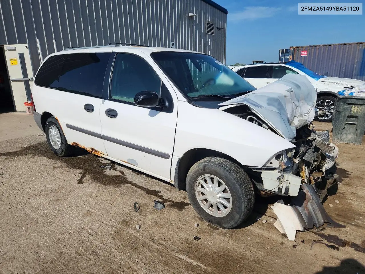 2000 Ford Windstar Lx VIN: 2FMZA5149YBA51120 Lot: 59062826