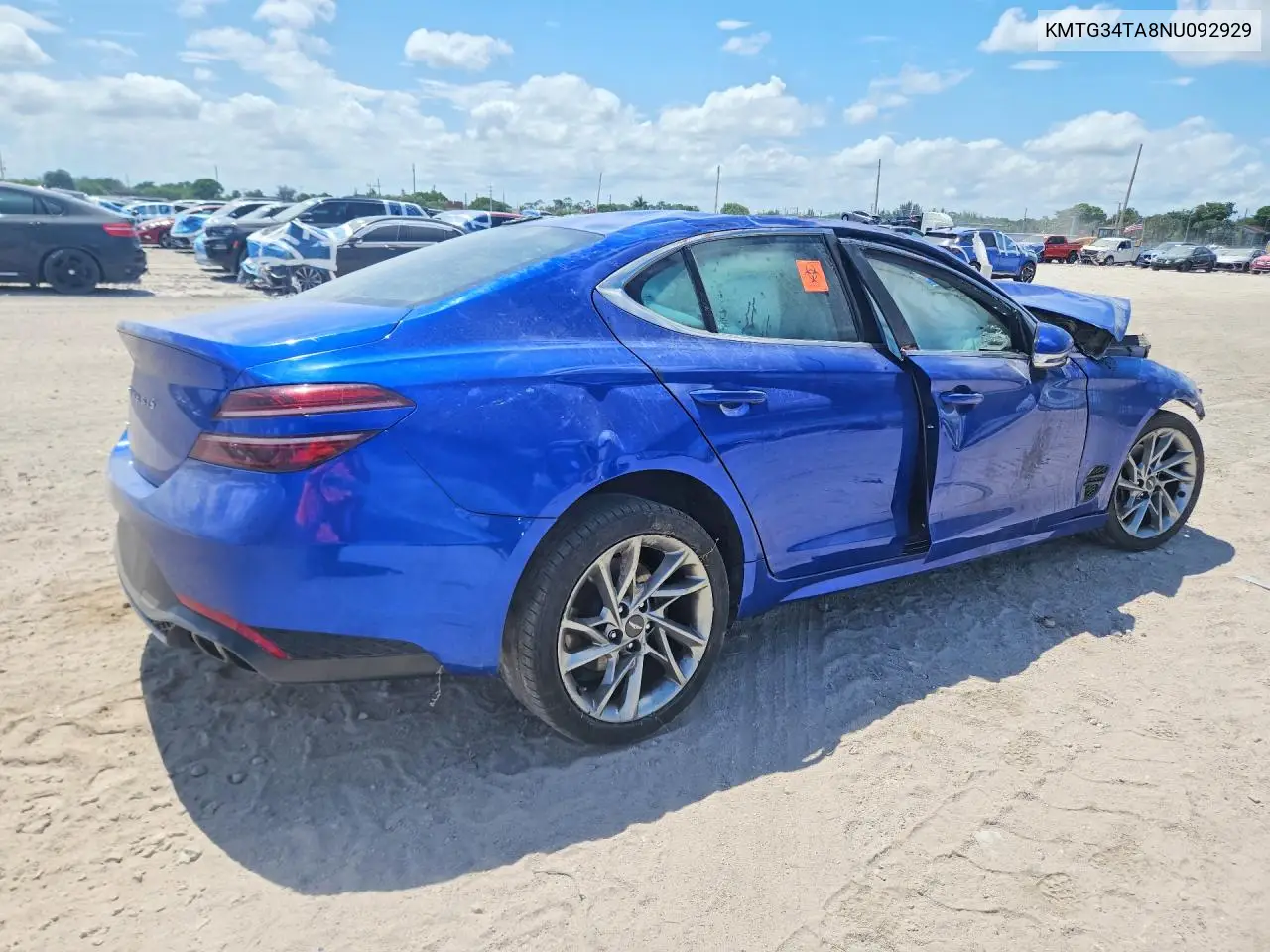 2022 Genesis G70 2.0T VIN: KMTG34TA8NU092929 Lot: 57035516