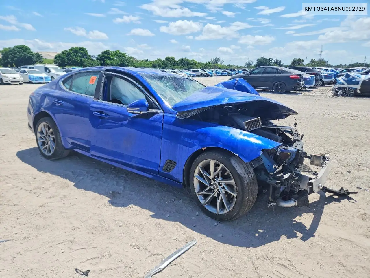 2022 Genesis G70 2.0T VIN: KMTG34TA8NU092929 Lot: 57035516