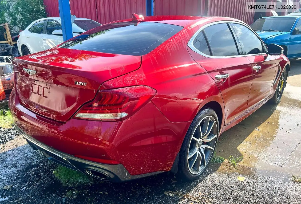 KMTG74LE7KU026830 2019 Genesis G70 Elite