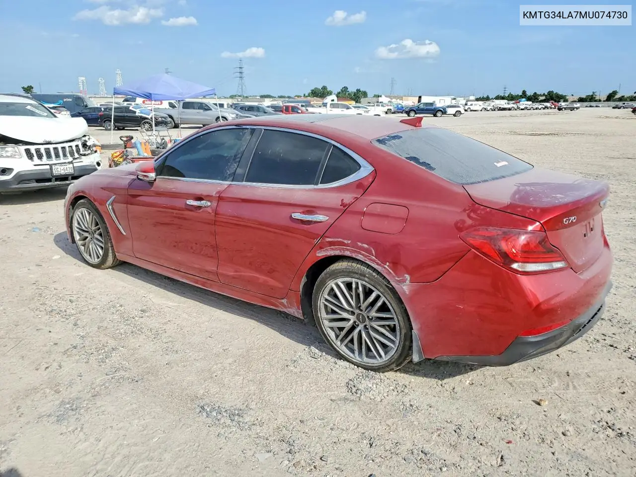 2021 Genesis G70 Elite VIN: KMTG34LA7MU074730 Lot: 59170586
