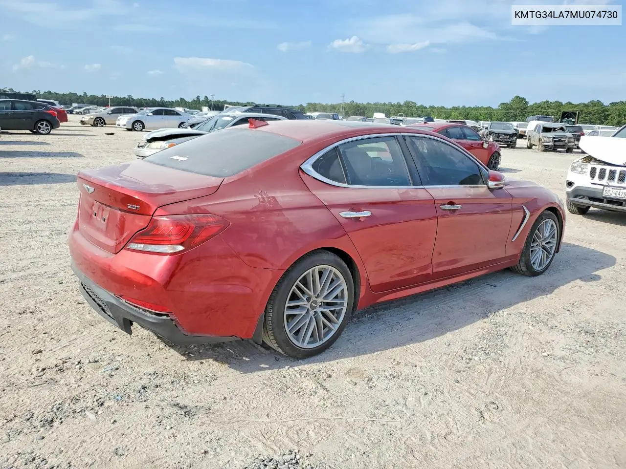 2021 Genesis G70 Elite VIN: KMTG34LA7MU074730 Lot: 59170586