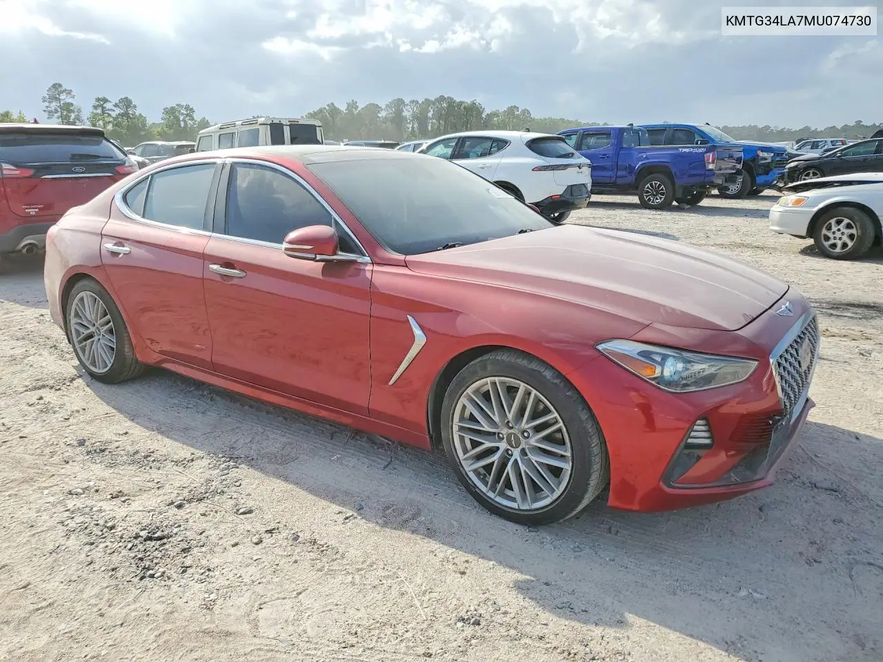 2021 Genesis G70 Elite VIN: KMTG34LA7MU074730 Lot: 59170586