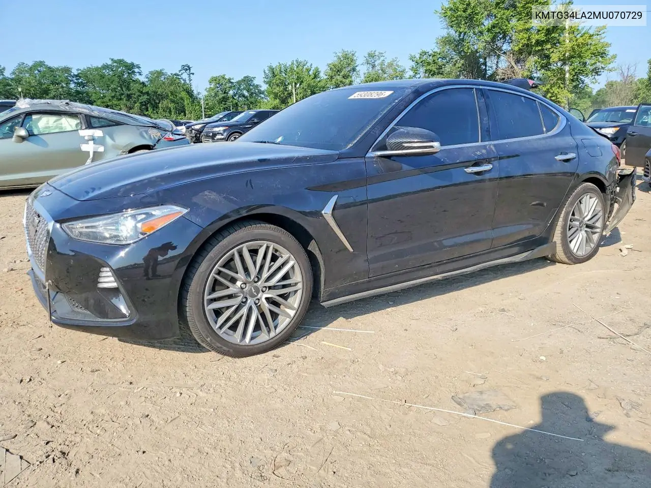 2021 Genesis G70 Elite VIN: KMTG34LA2MU070729 Lot: 59308296