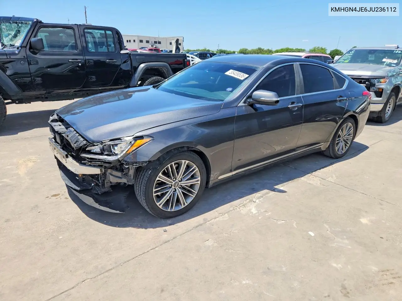 2018 Genesis G80 3.8 VIN: KMHGN4JE6JU236112 Lot: 55439536