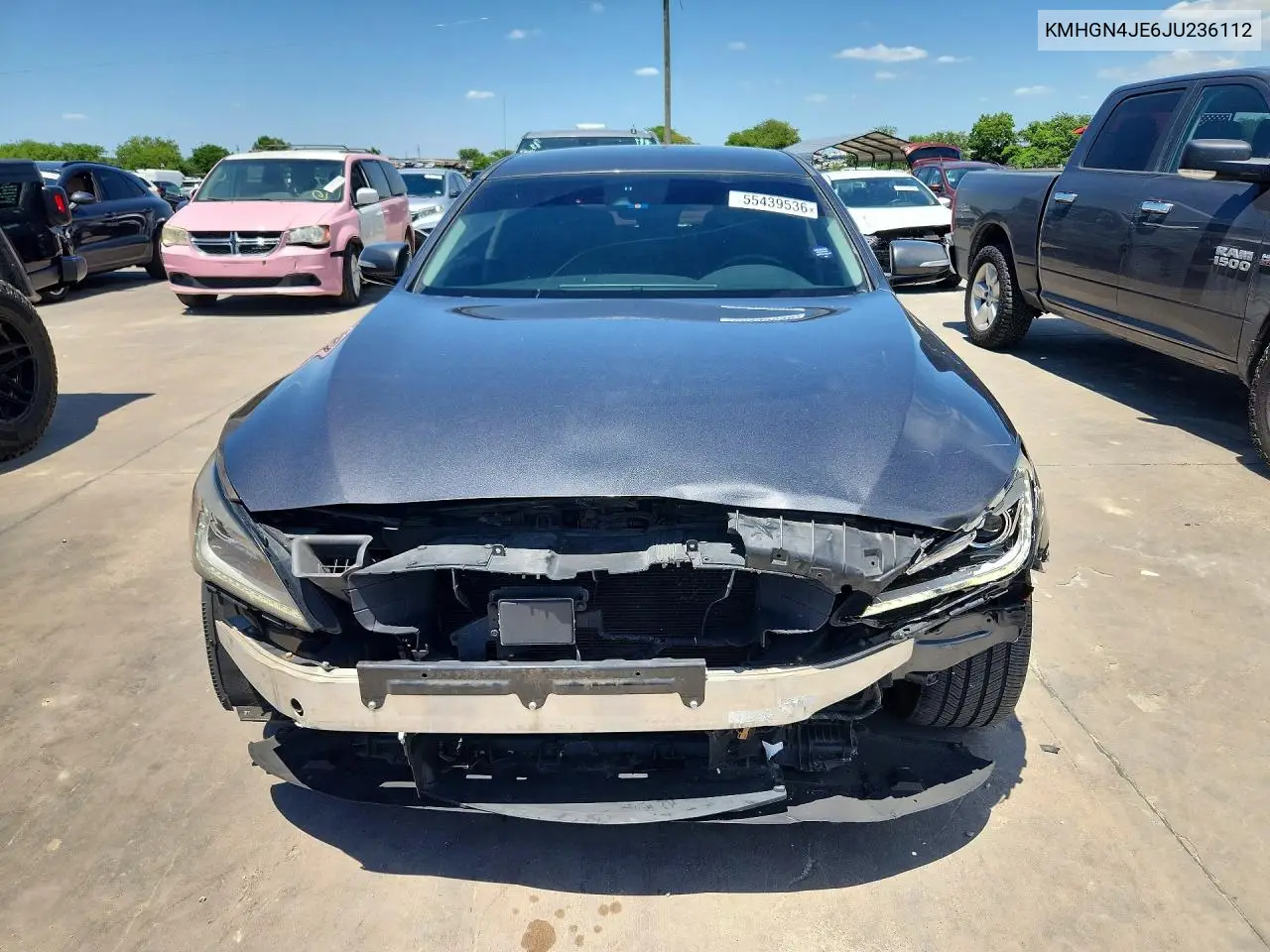 2018 Genesis G80 3.8 VIN: KMHGN4JE6JU236112 Lot: 55439536