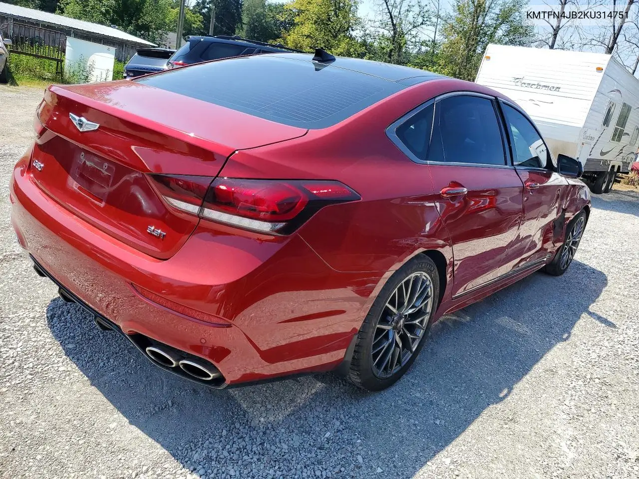 2019 Genesis G80 3.3T Sport VIN: KMTFN4JB2KU314751 Lot: 59382446