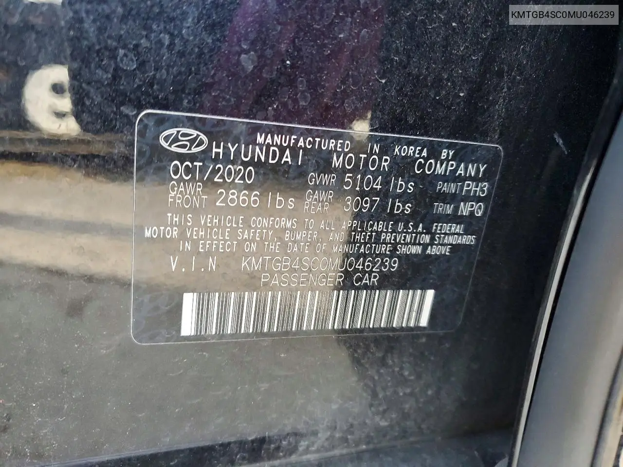 2021 Genesis G80 Base VIN: KMTGB4SC0MU046239 Lot: 77805835