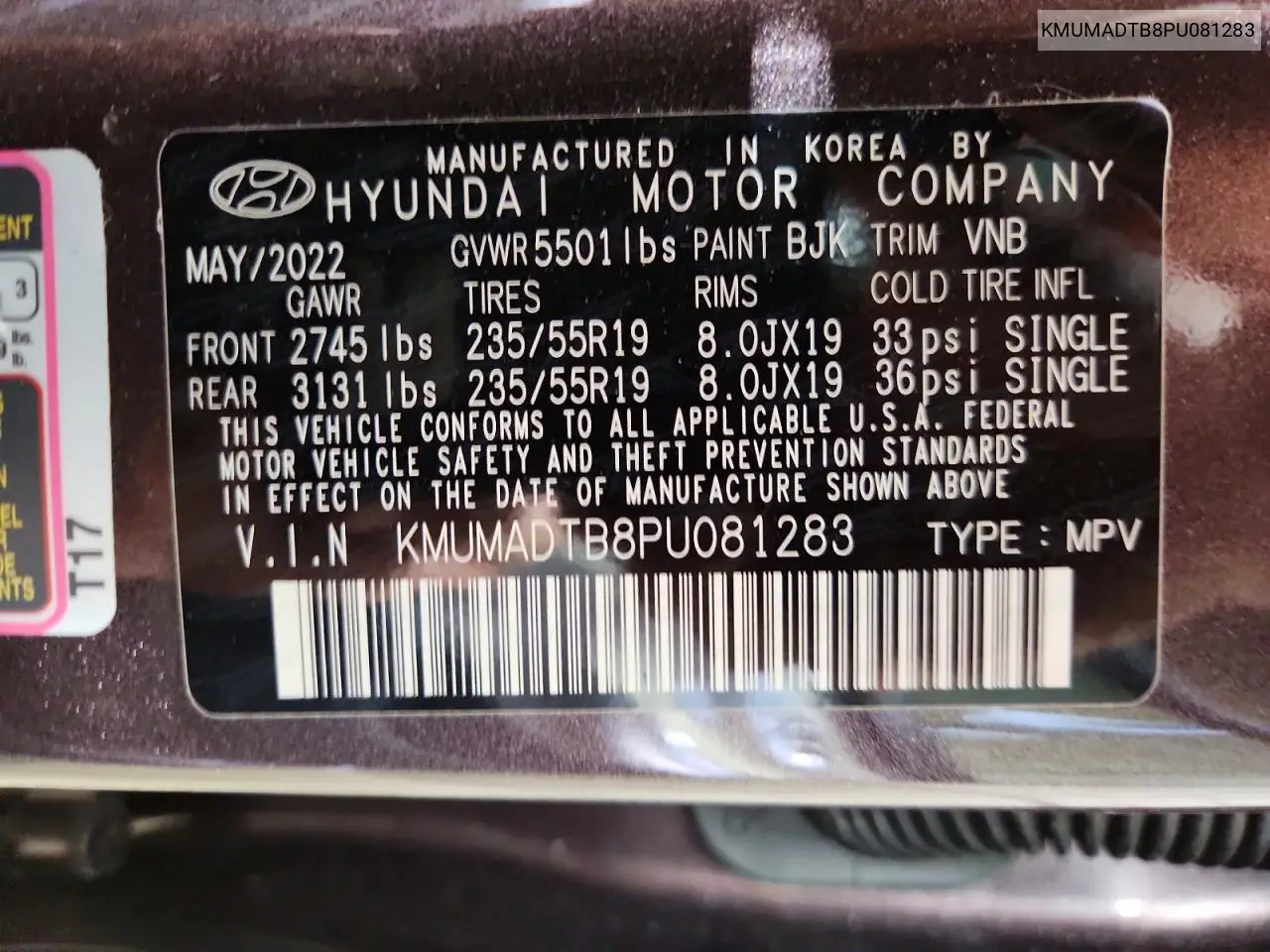 2023 Genesis Gv70 2.5T Standard VIN: KMUMADTB8PU081283 Lot: 58281506