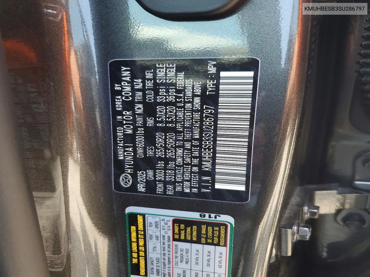 2025 Genesis Gv80 Advanced VIN: KMUHBESB3SU286797 Lot: 59825416