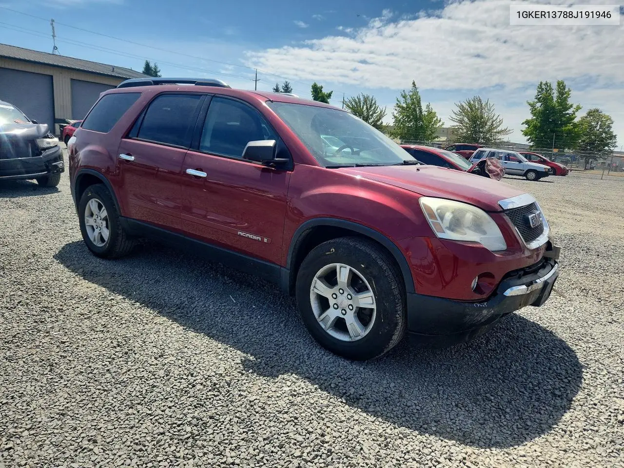 2008 GMC Acadia Sle VIN: 1GKER13788J191946 Lot: 61963716