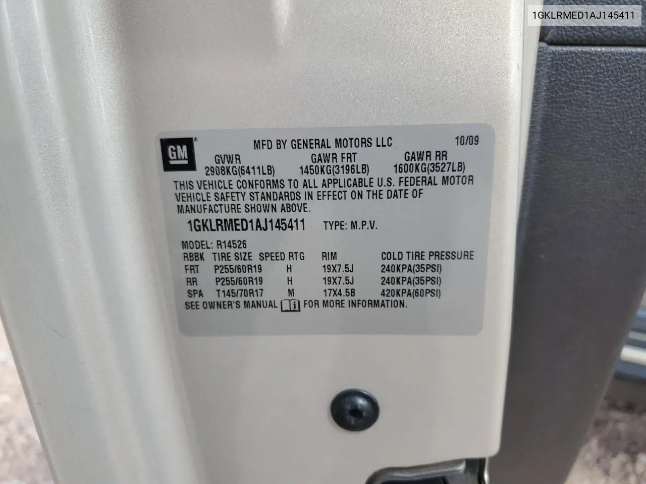 1GKLRMED1AJ145411 2010 GMC Acadia Slt-1