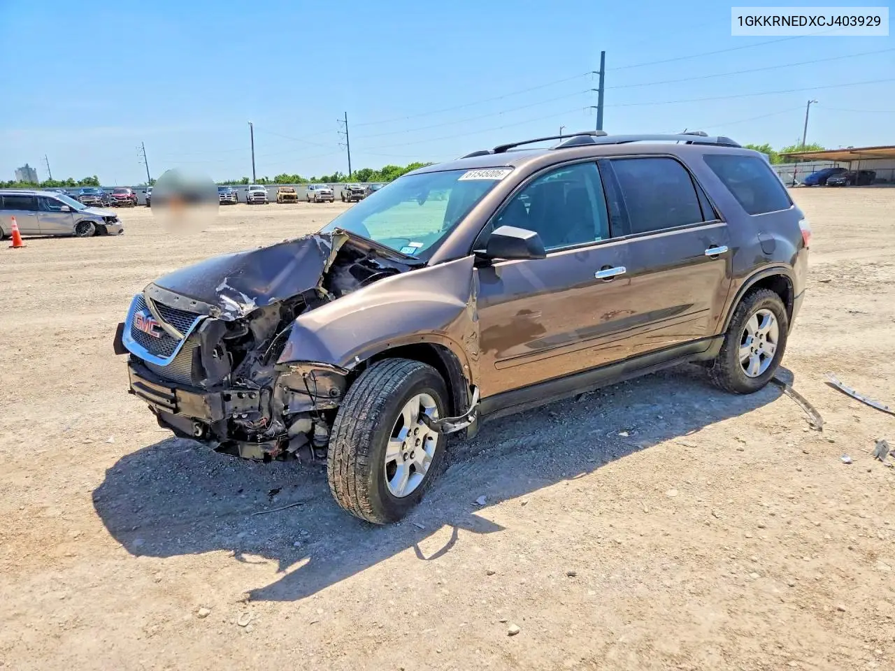 2012 GMC Acadia Sle VIN: 1GKKRNEDXCJ403929 Lot: 61545006