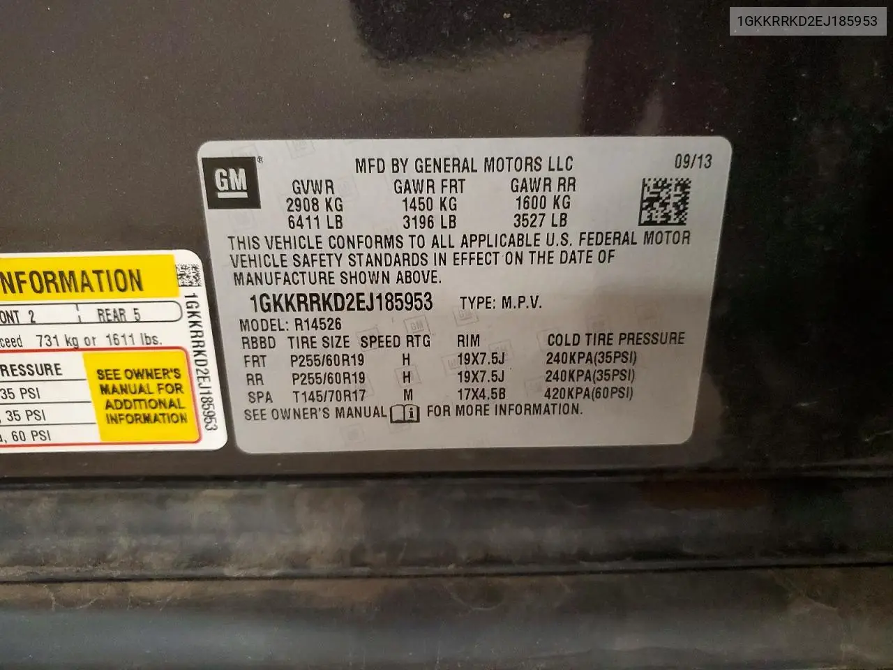 1GKKRRKD2EJ185953 2014 GMC Acadia Slt-1