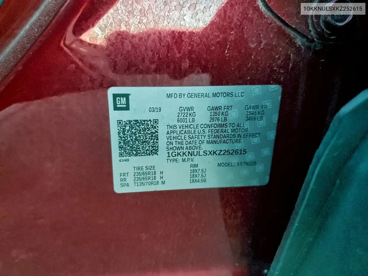 1GKKNULSXKZ252615 2019 GMC Acadia Slt-1