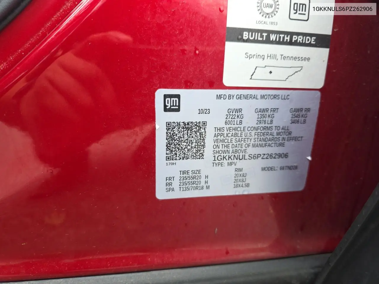 1GKKNULS6PZ262906 2023 GMC Acadia Slt
