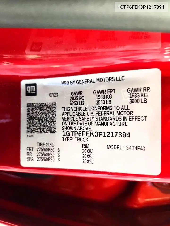 2023 GMC Canyon Denali VIN: 1GTP6FEK3P1217394 Lot: 57950796